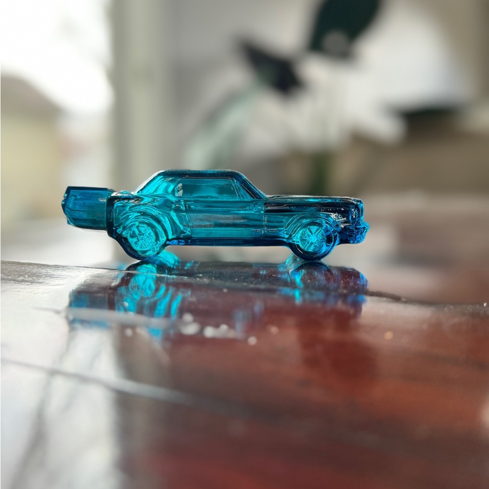 Vintage Avon 64 Mustang Blue Glass Bottle